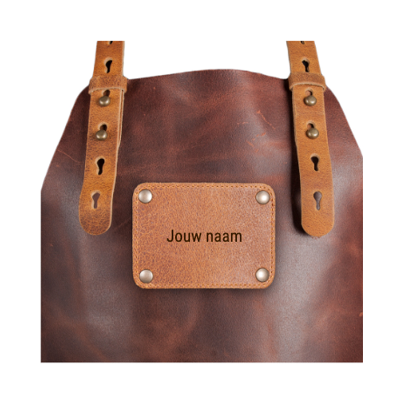 Leren schort met naam
