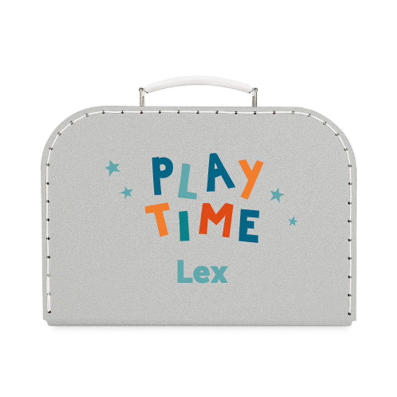 Kinderkoffer grijs met naam