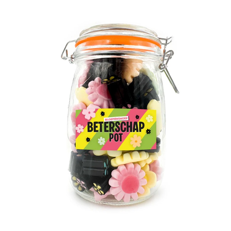 Beterschap pot | Bloemensnoep | Weckpot | 1 L