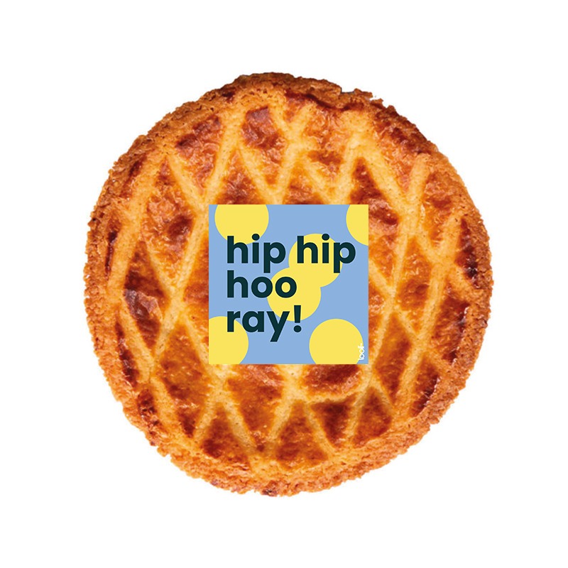 Boterkoek met opdruk Hip hip hooray