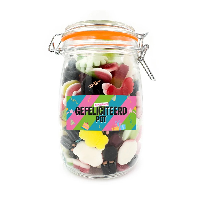 Gefeliciteerd pot | Snoepmix | Weckpot | 1 L