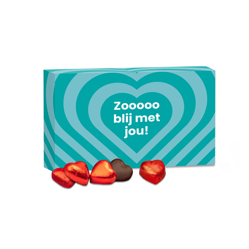 Giftbox met chocolade hartjes