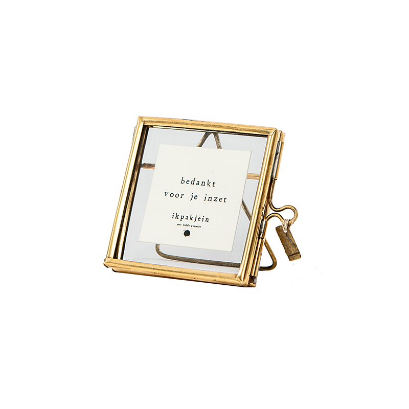 Mini lijstje staand goud met tekst en logo Ikpakjein