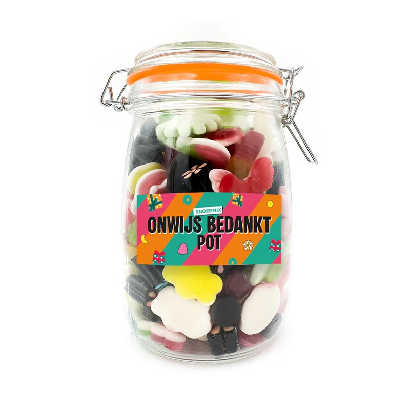Onwijs bedankt pot | Snoepmix | Weckpot | 1 L